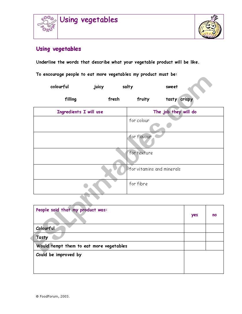 Vegetables. worksheet