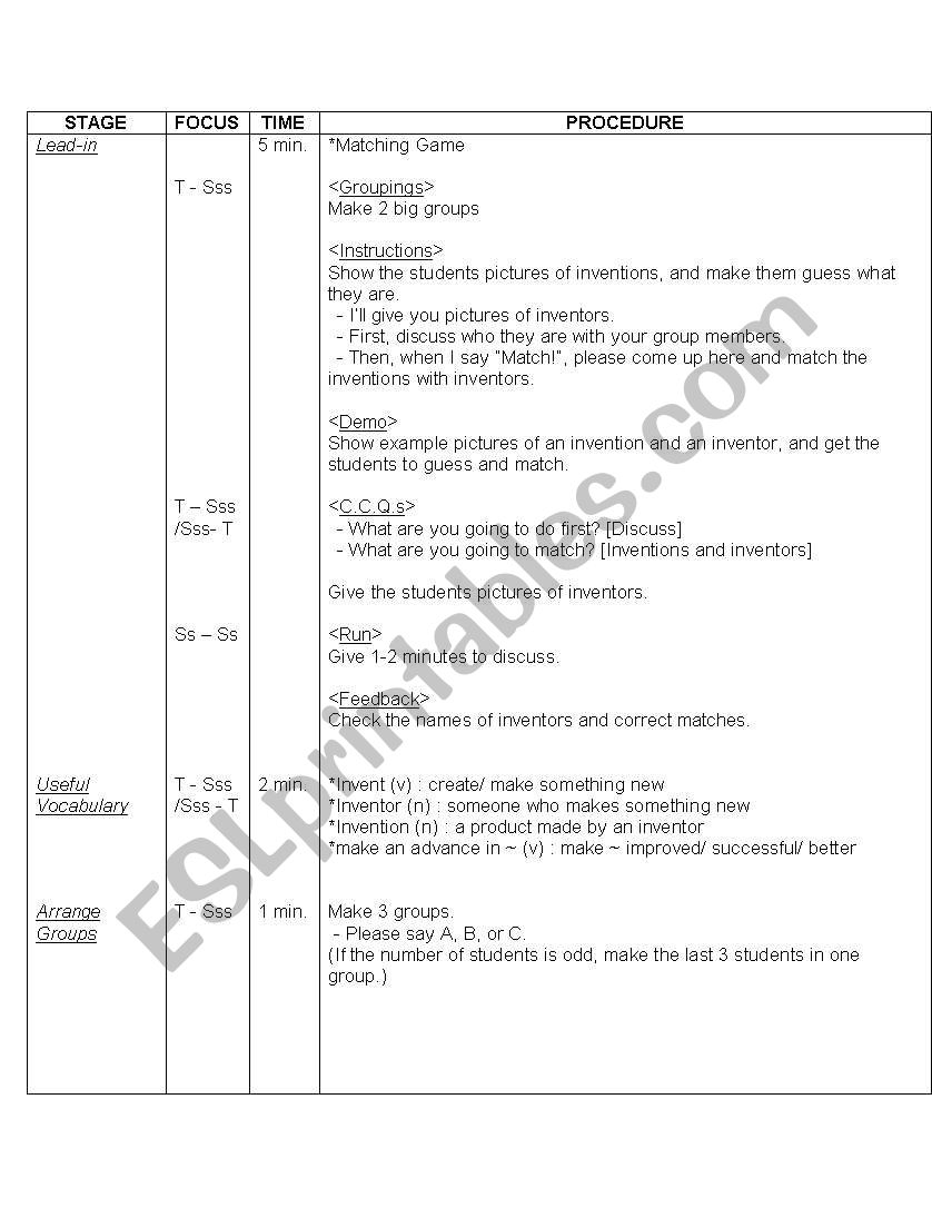 speaking lesson plan (inventor)