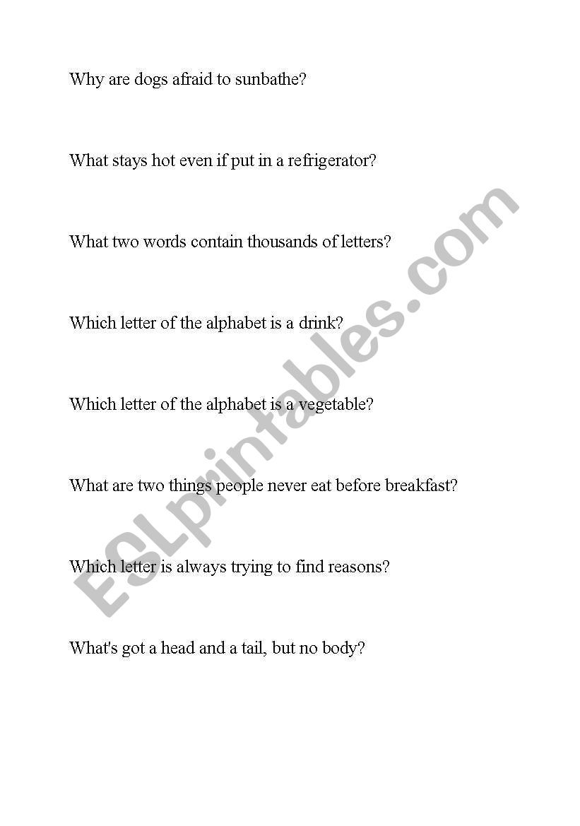 Riddles worksheet