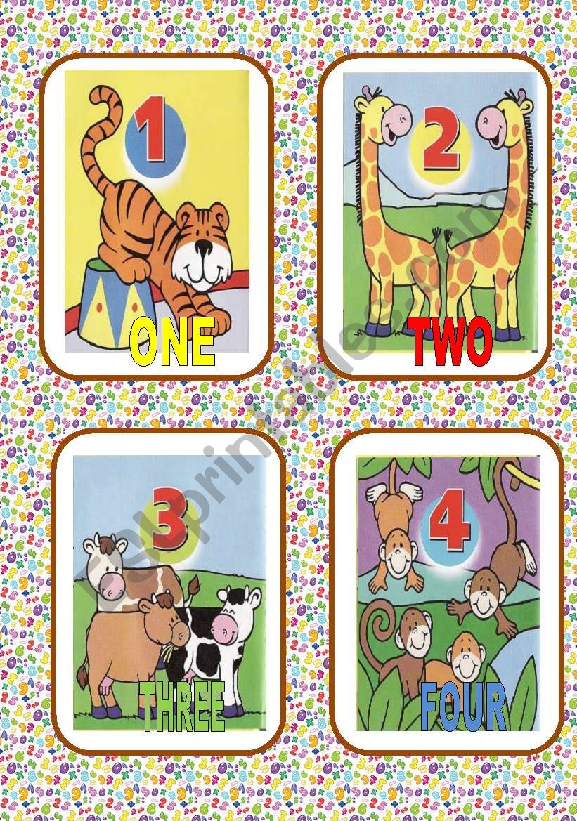 NUMBERS FLASH CARDS worksheet