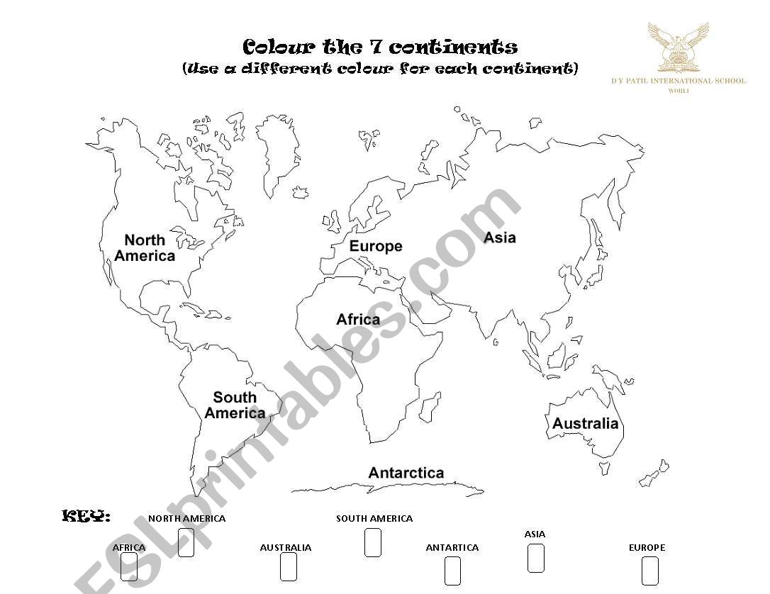 continents worksheet