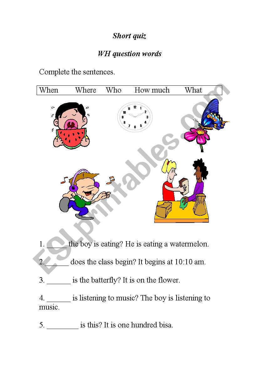 wh questions worksheet