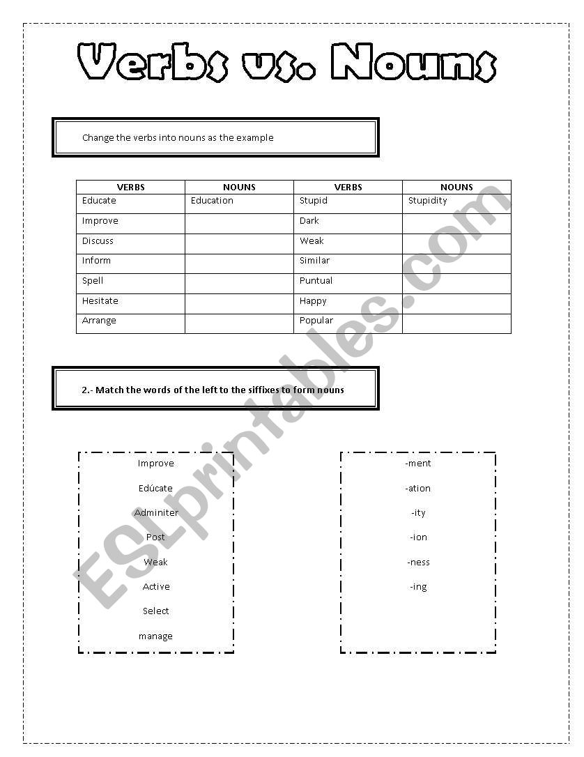 Form nouns worksheet