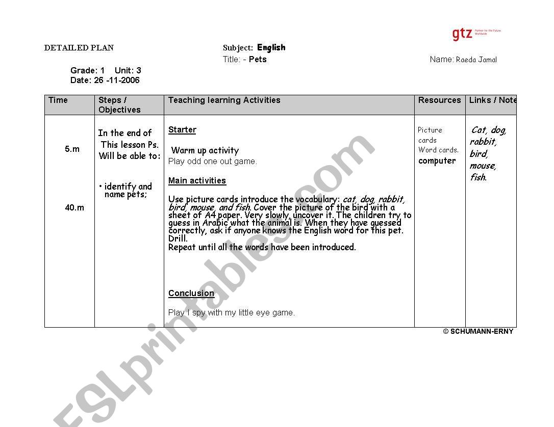 lesson plan worksheet