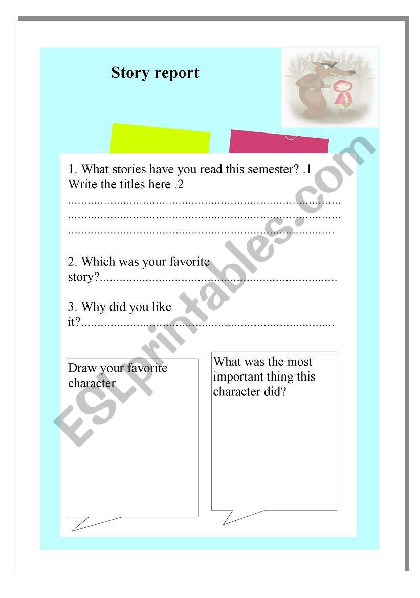 report story worksheet