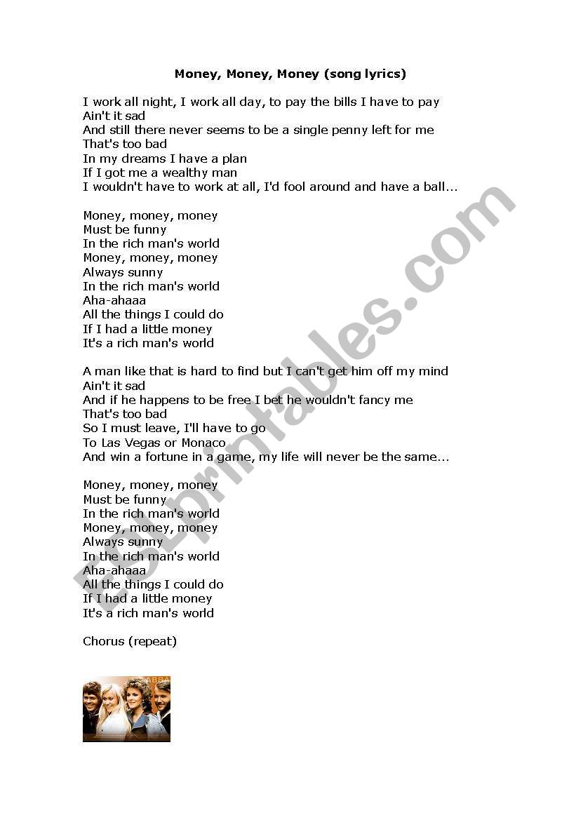 Song Money, Money, Money worksheet