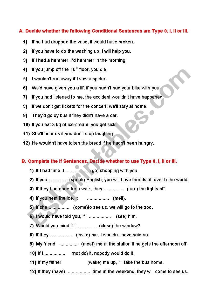 Conditionals worksheet