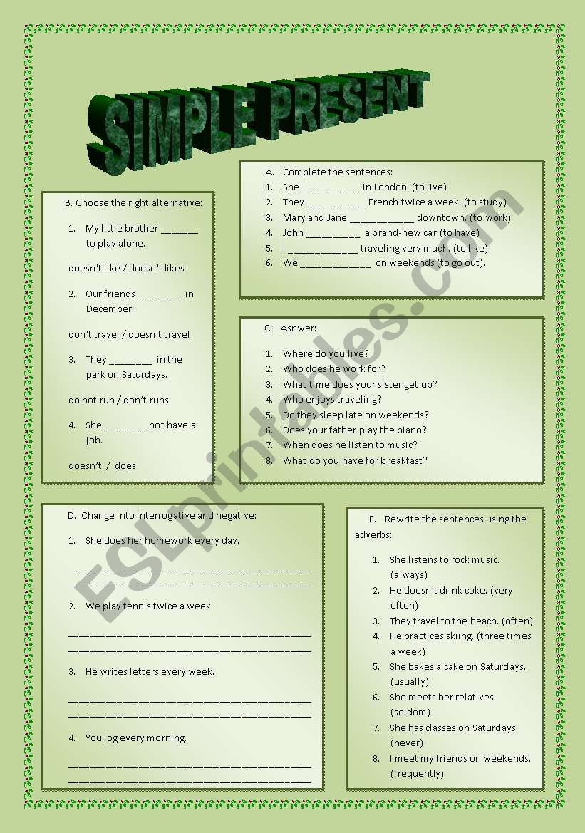 Simple present worksheet