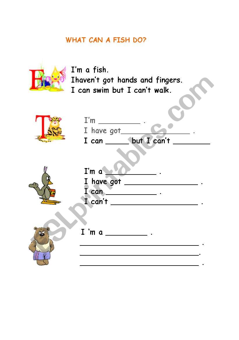 what can a fish do? worksheet