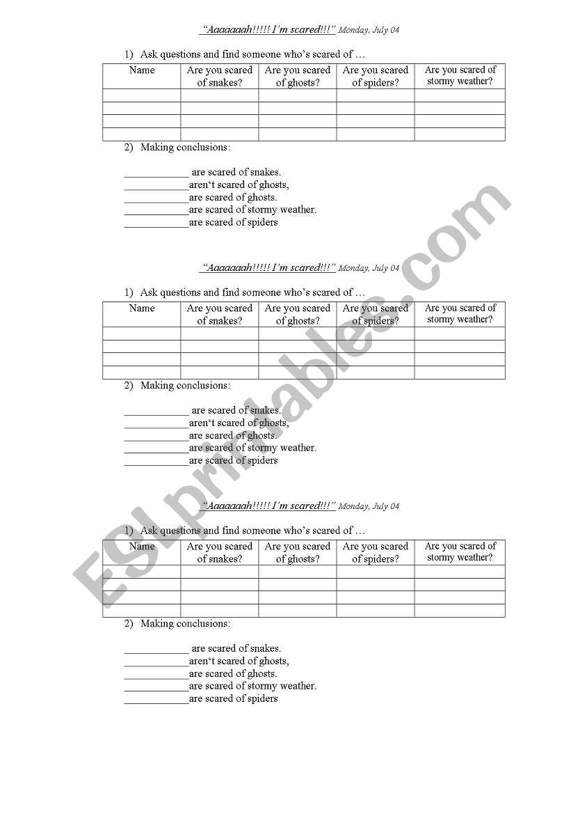 Feelings worksheet