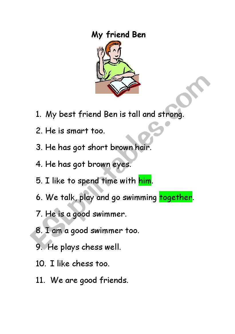 My best friend Ben worksheet