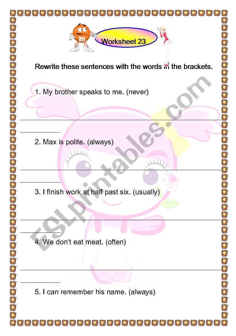 Adverb of Frequency worksheet