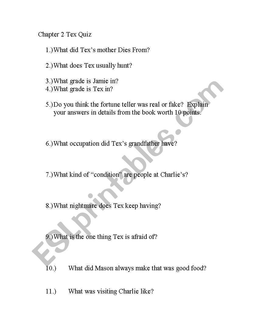 TEX questions worksheet