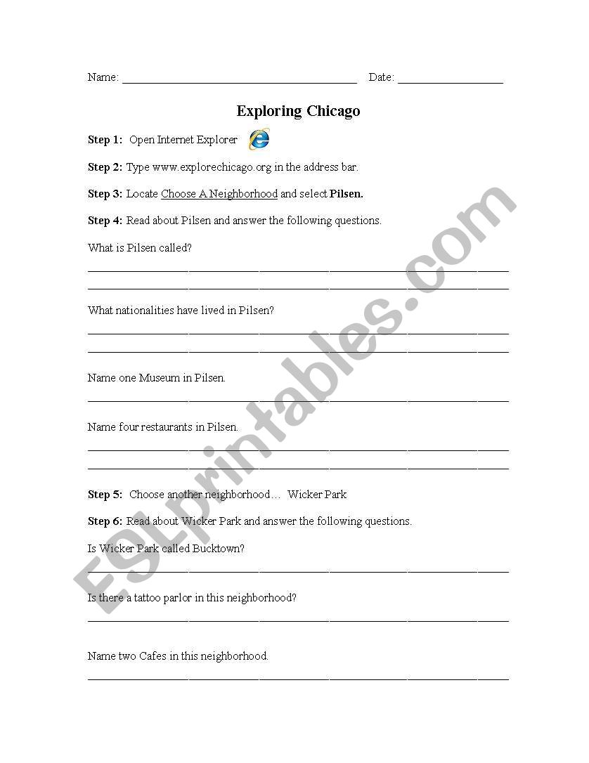 Exploring Chicago worksheet