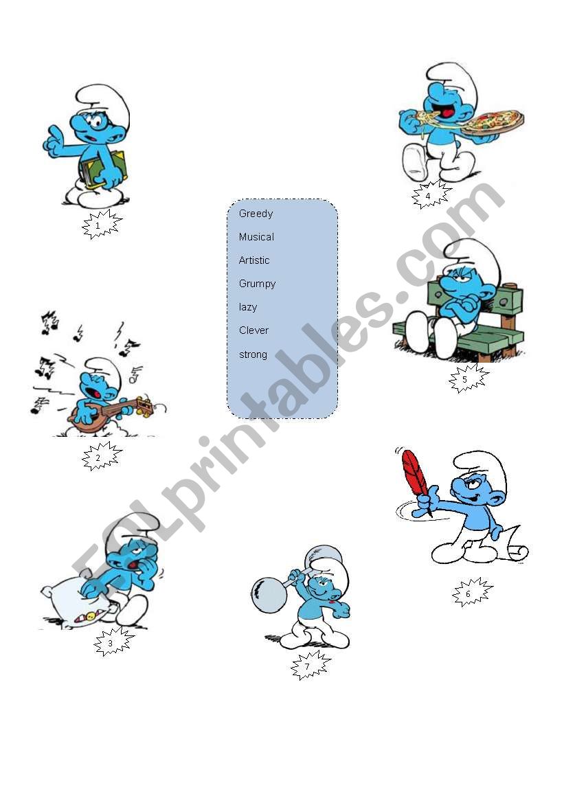 learn adjectives with the smurfs