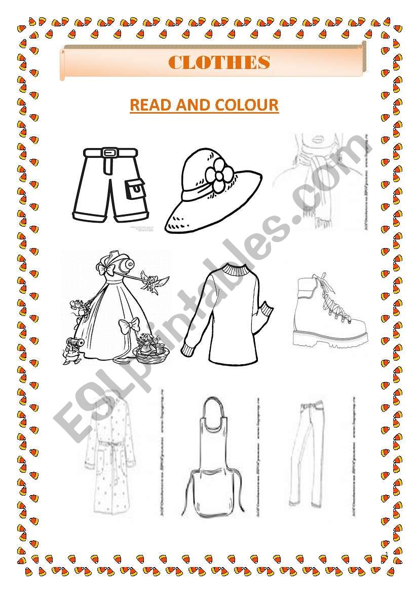 CLOTHES.READ AND COLOUR.#4 worksheet
