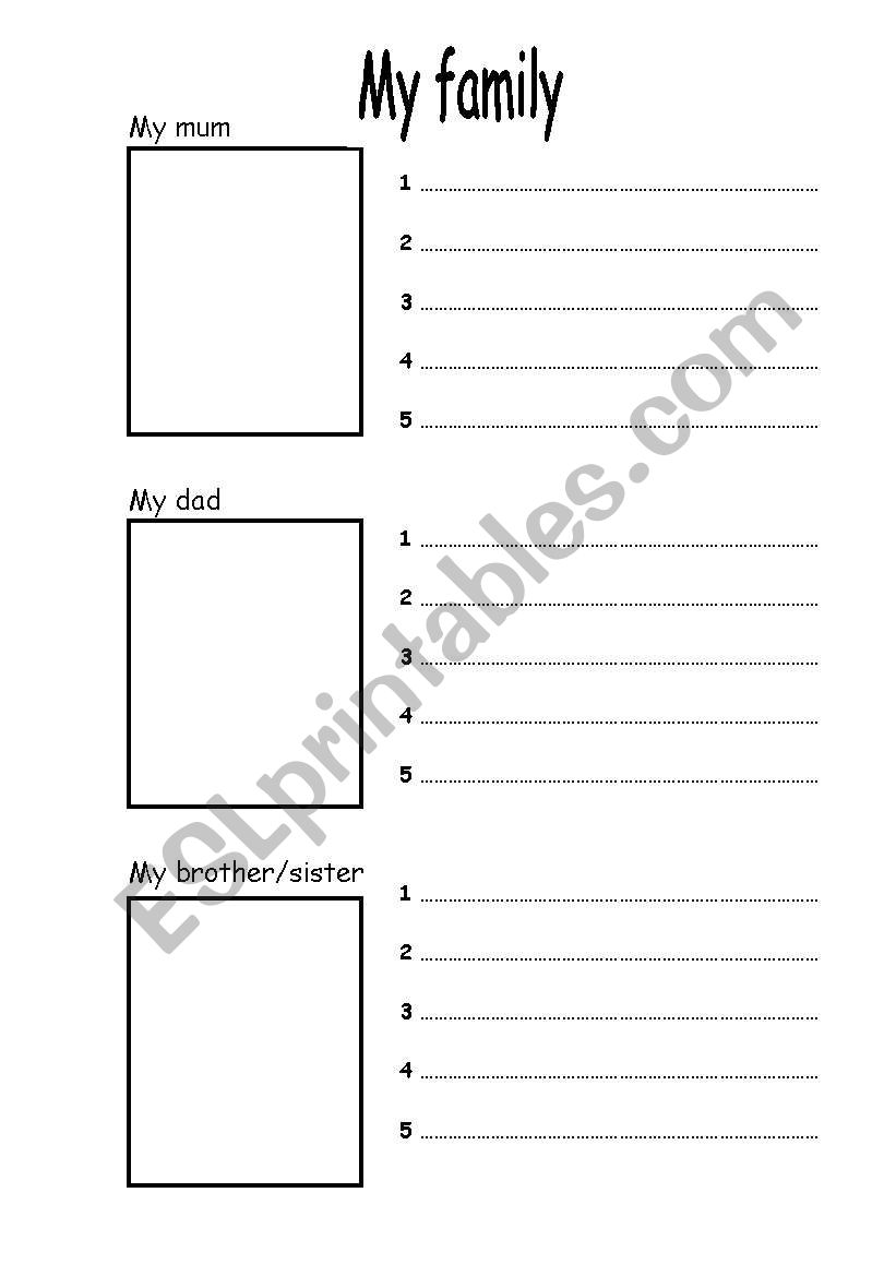 My family worksheet