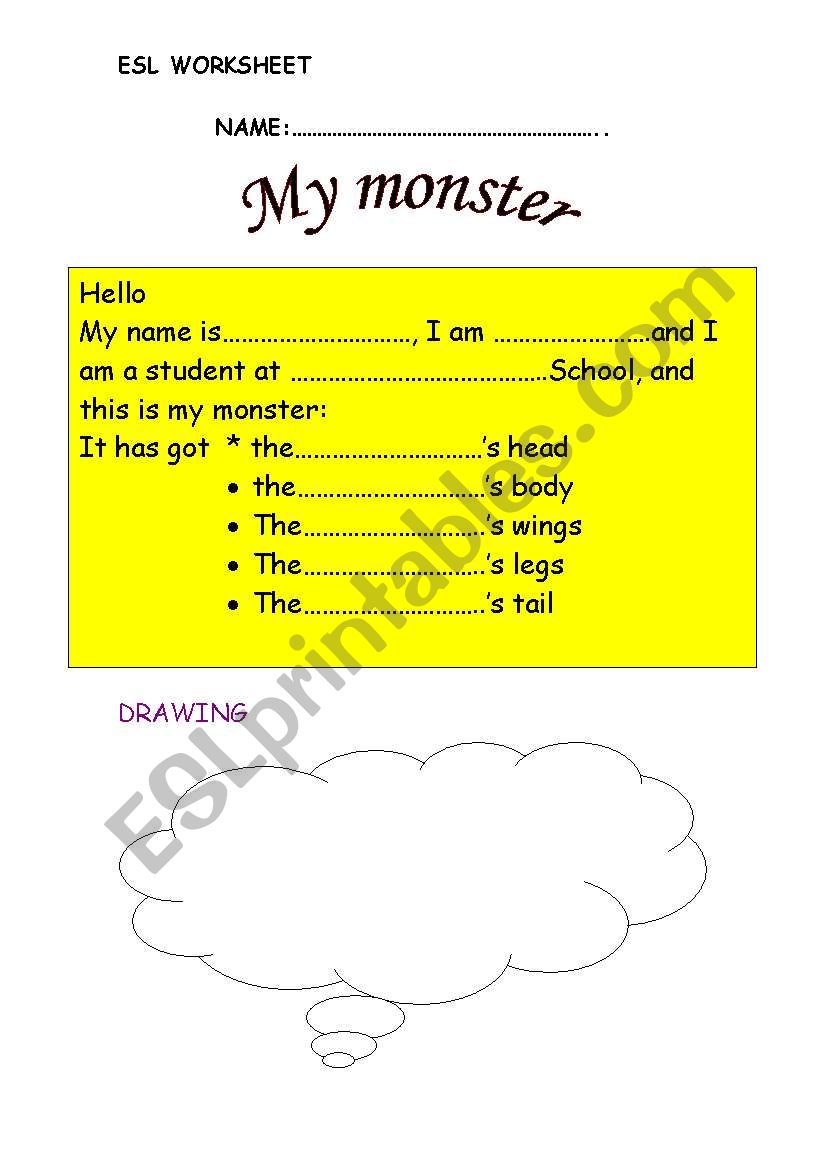 My monster worksheet