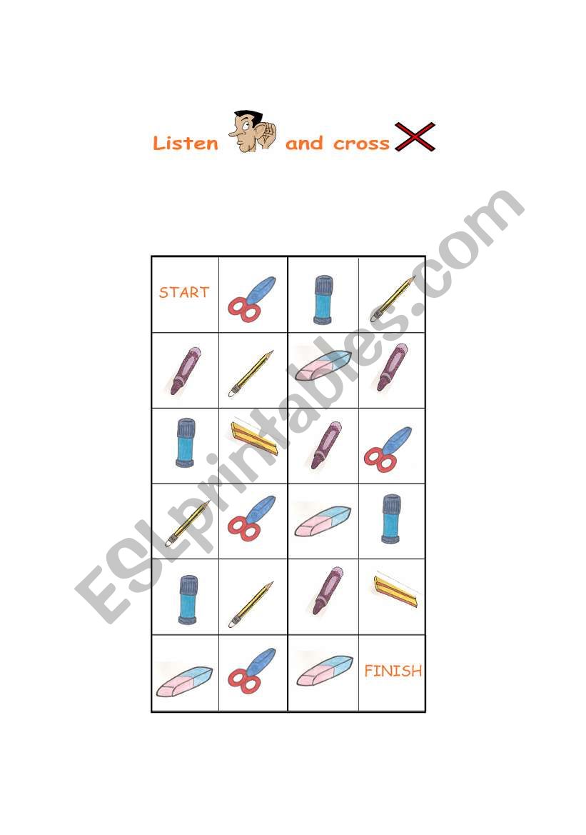 Listen and cross worksheet