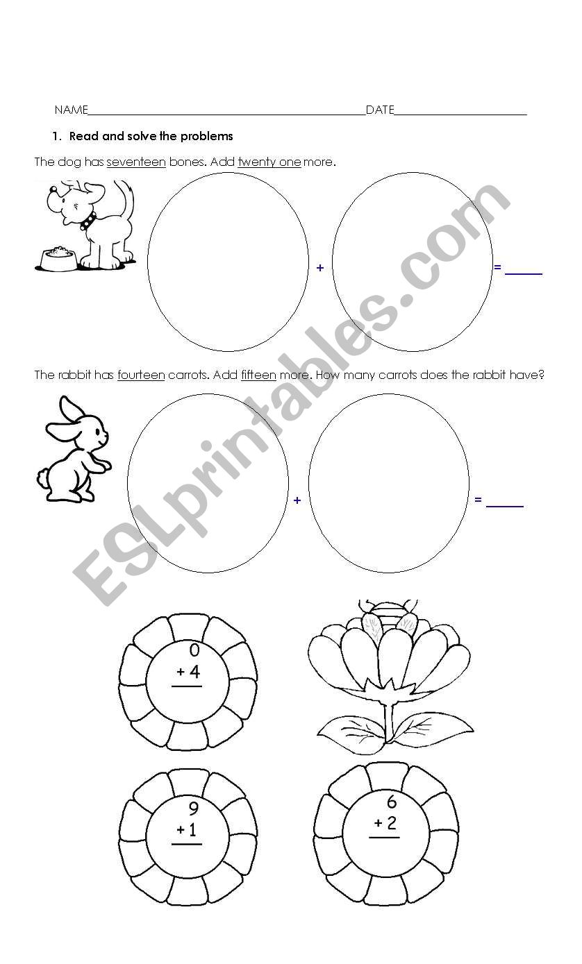 Math problem for kids worksheet