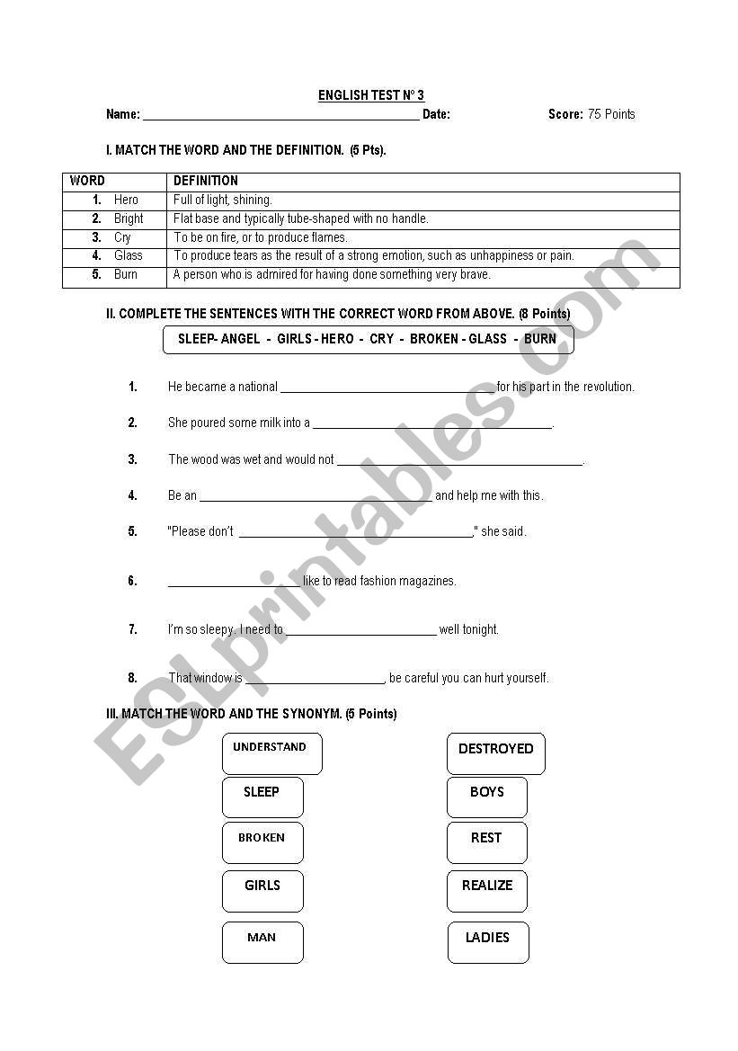 English Test  worksheet