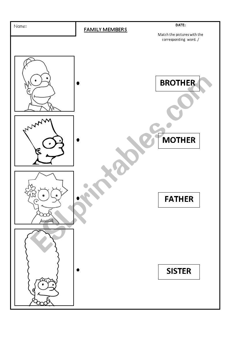 Family Members worksheet