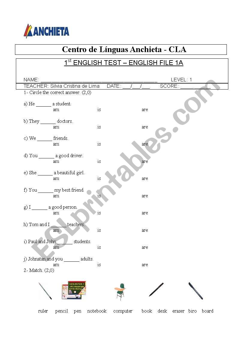 English Test worksheet