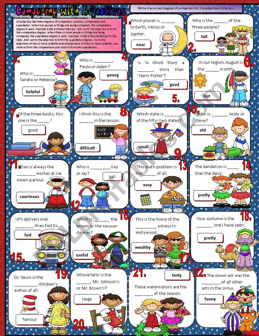 Comparing with adjectives worksheet