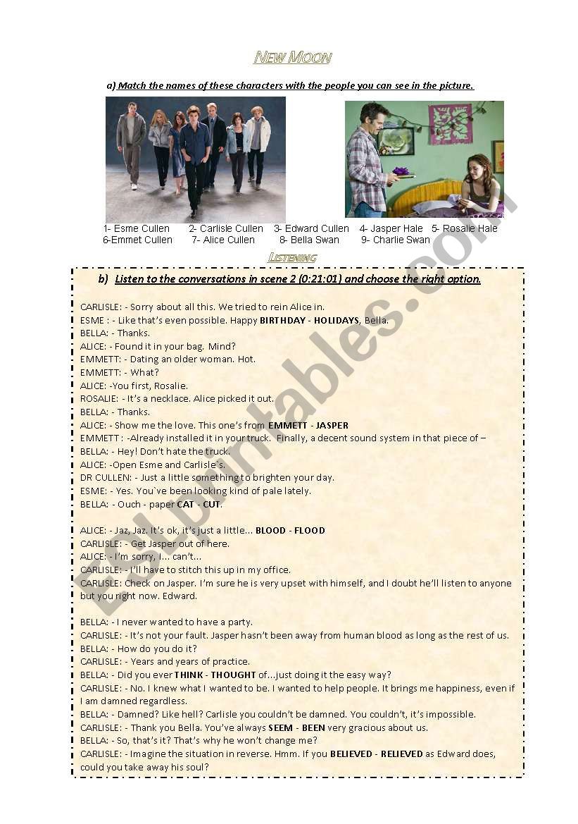 New Moon (Movie)_ Simple past worksheet