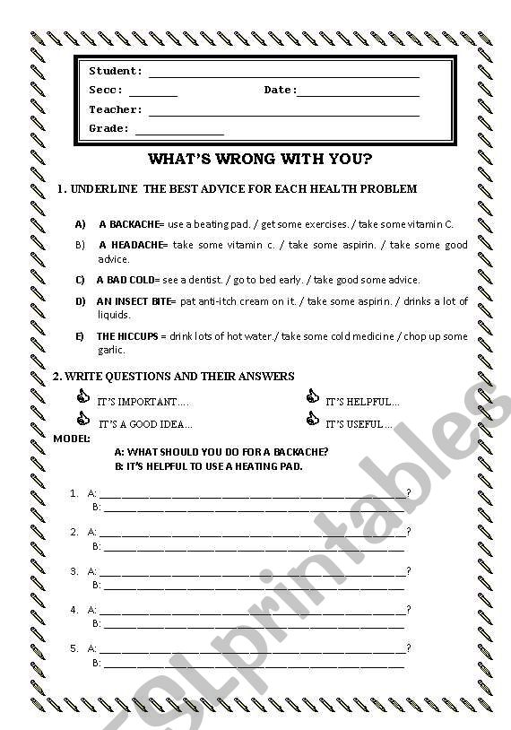 WHATS WRONG WITH YOU? worksheet