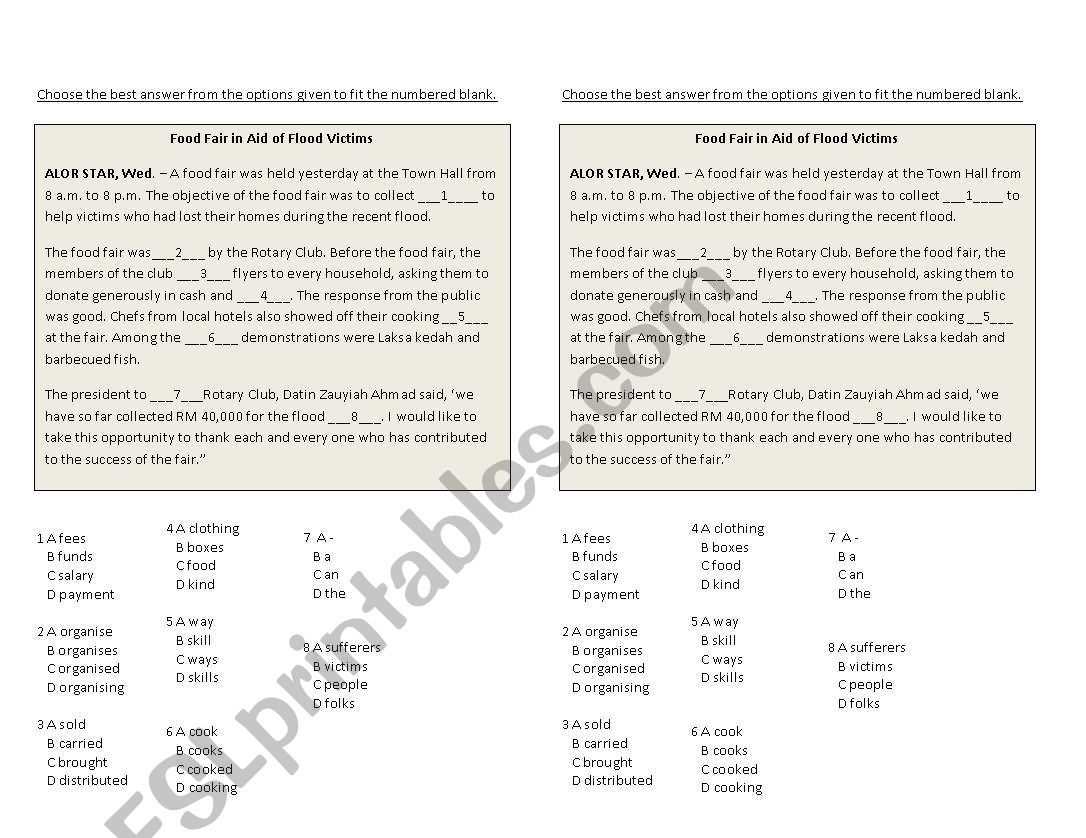 flood worksheet worksheet