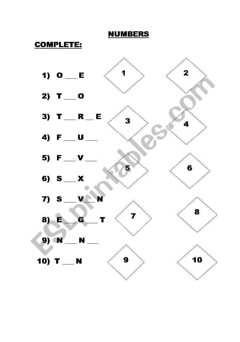 numbers 1-10 worksheet