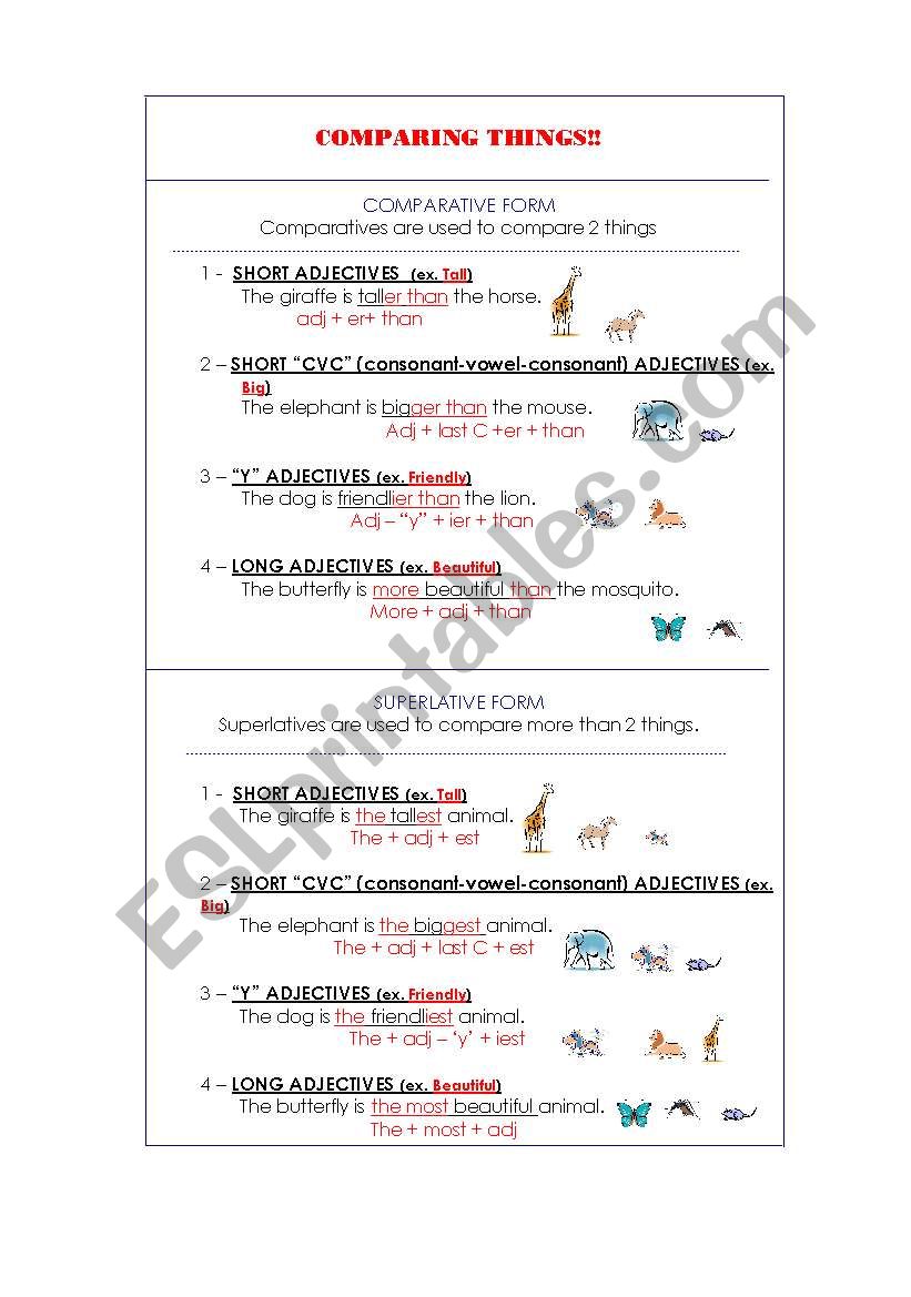 Comparatives and superlatives worksheet