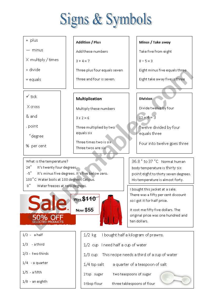 Signs & Symbols worksheet