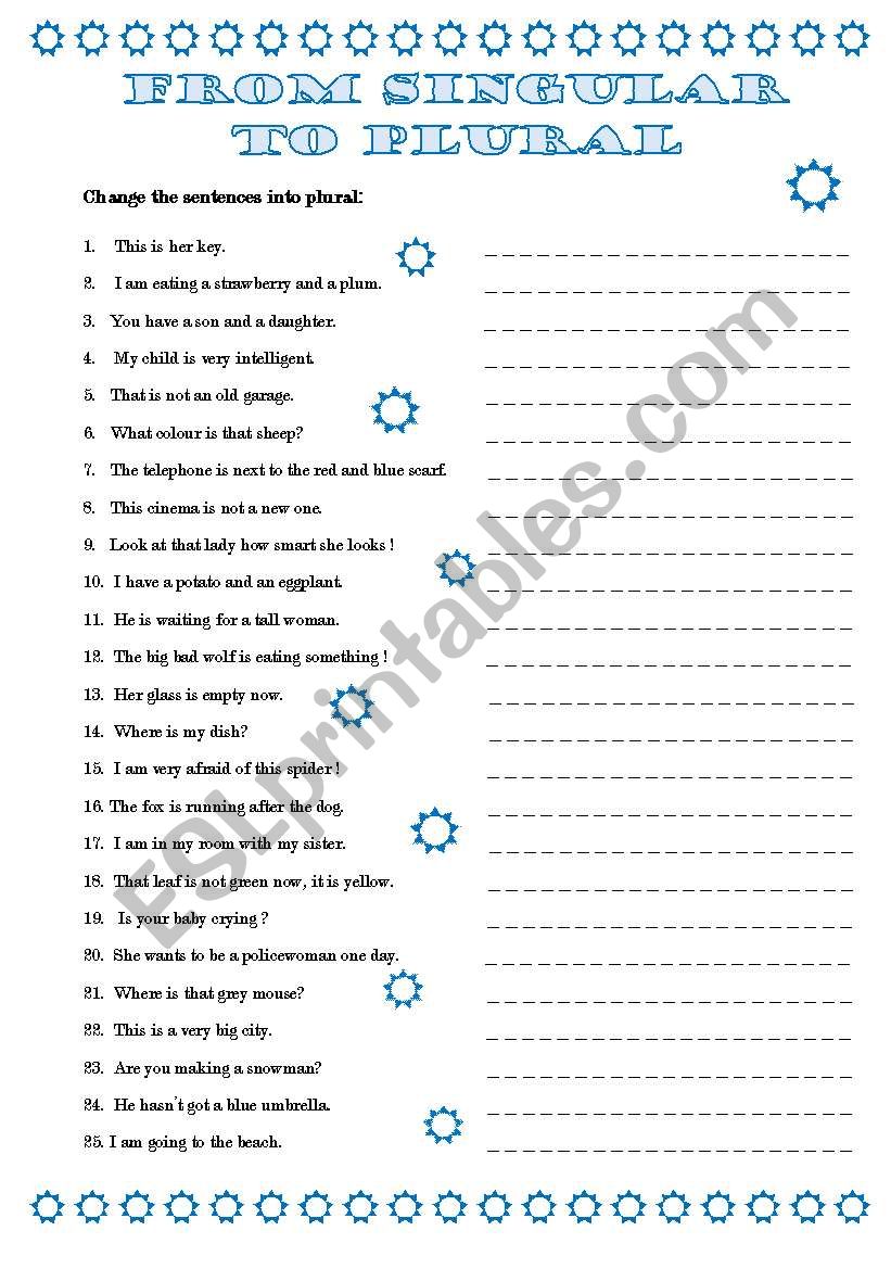 from singular to plural worksheet