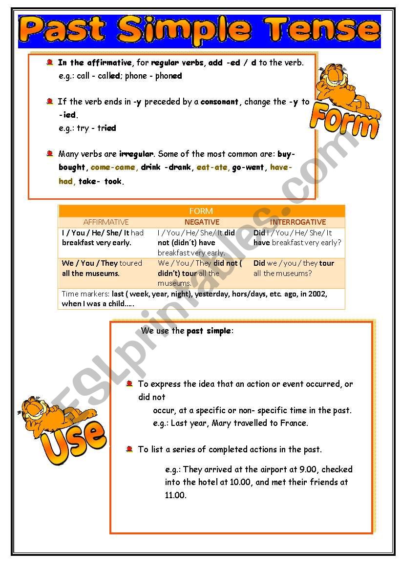 simple past tense worksheet