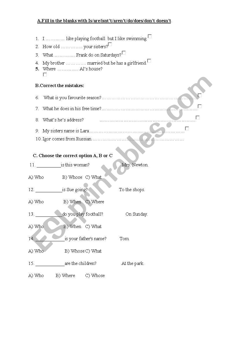 a summarizing test for elementary learners