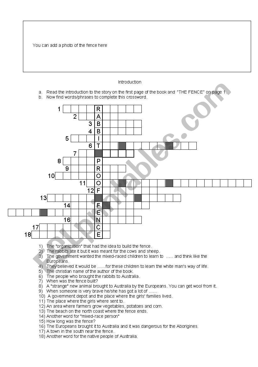 Rabbit-Proof Fence - Introduction (Crossword)