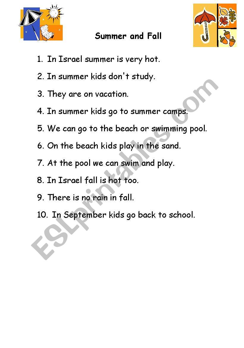 Summer vs. fall worksheet