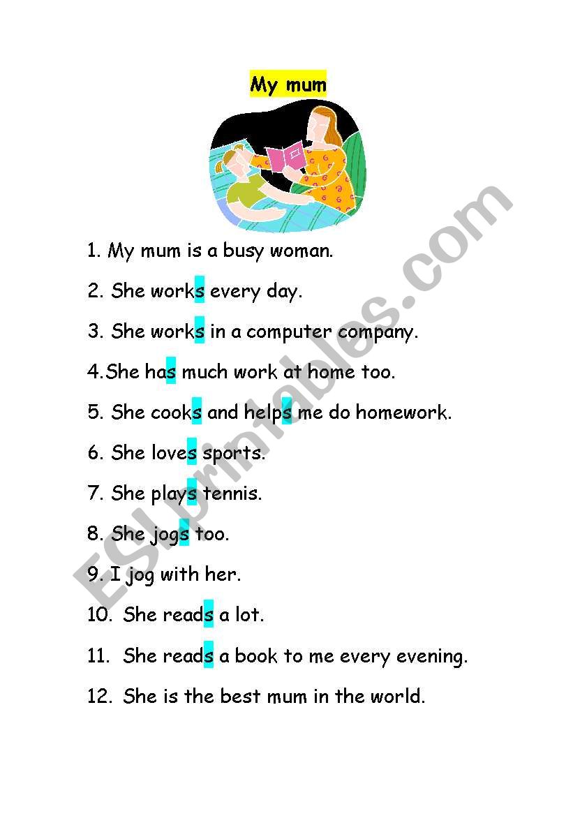 My mum worksheet