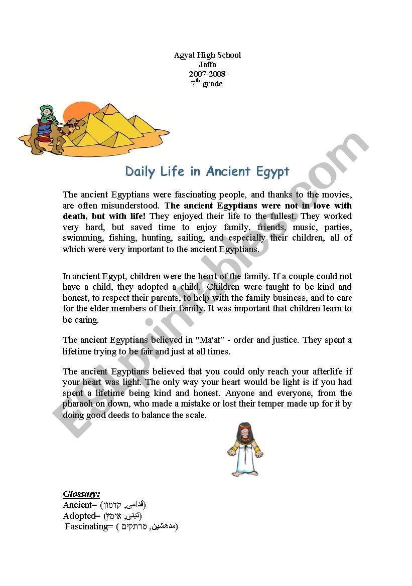ancient egypt_corrected  worksheet