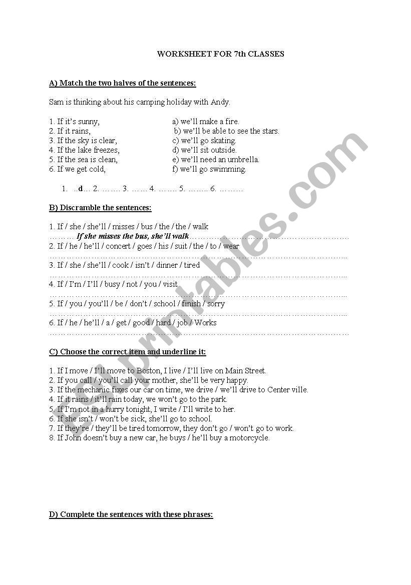 f conditionals worksheet