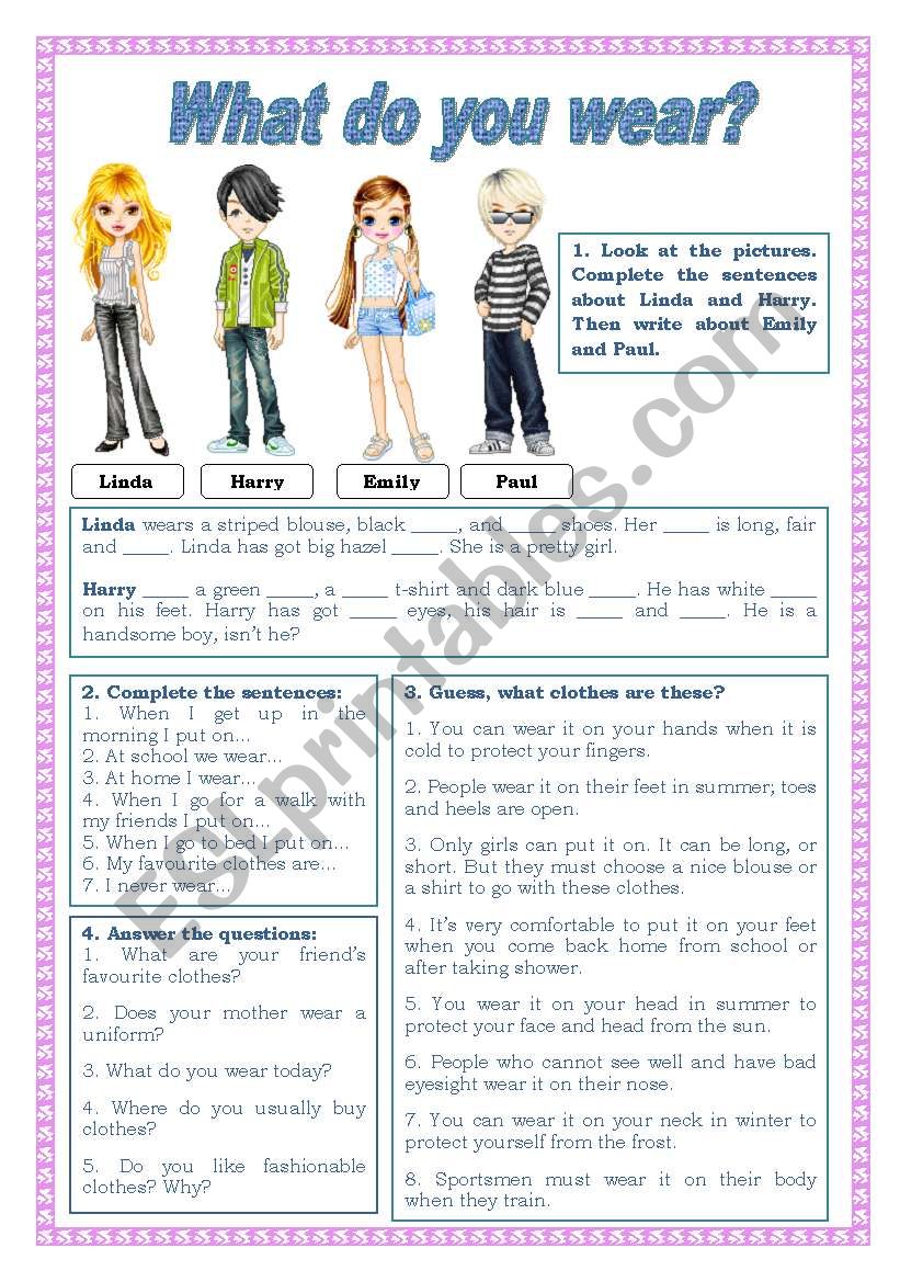 what do you wear? worksheet