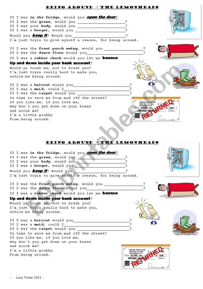 Being Around - the lemonheads. Second conditional song worksheet.