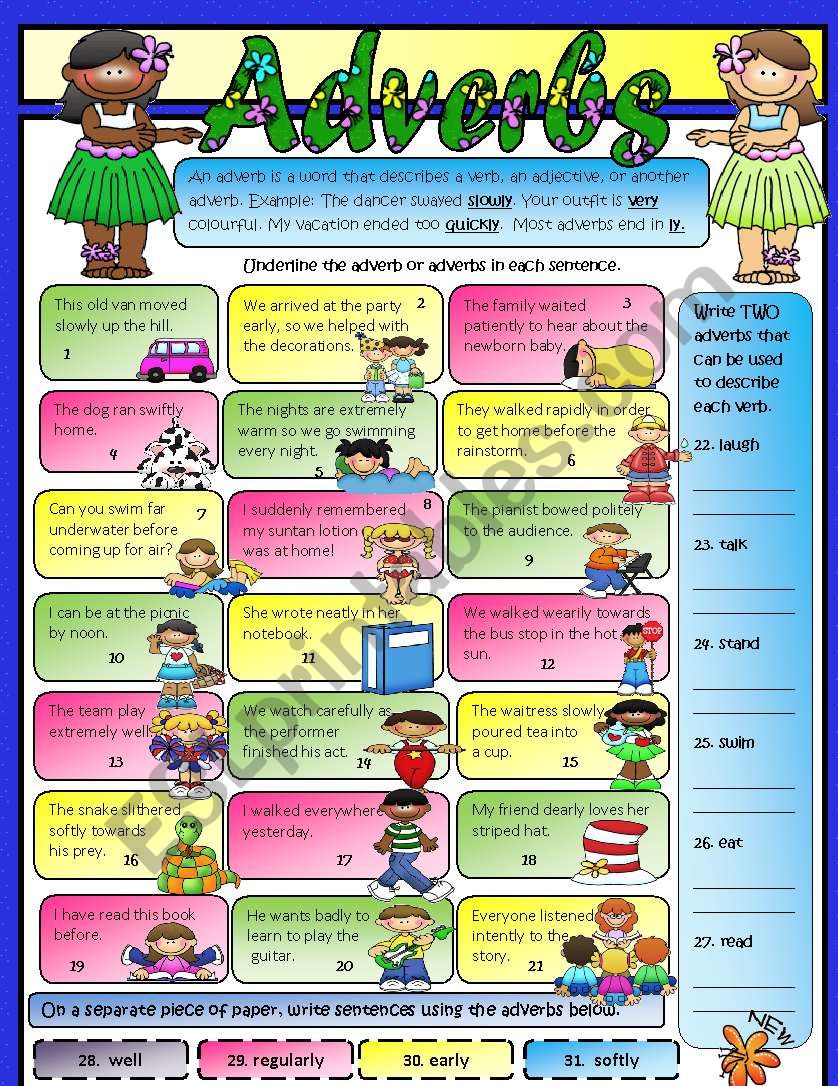 Adverbs worksheet