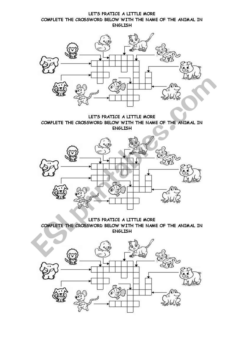 Crossword - Animals worksheet