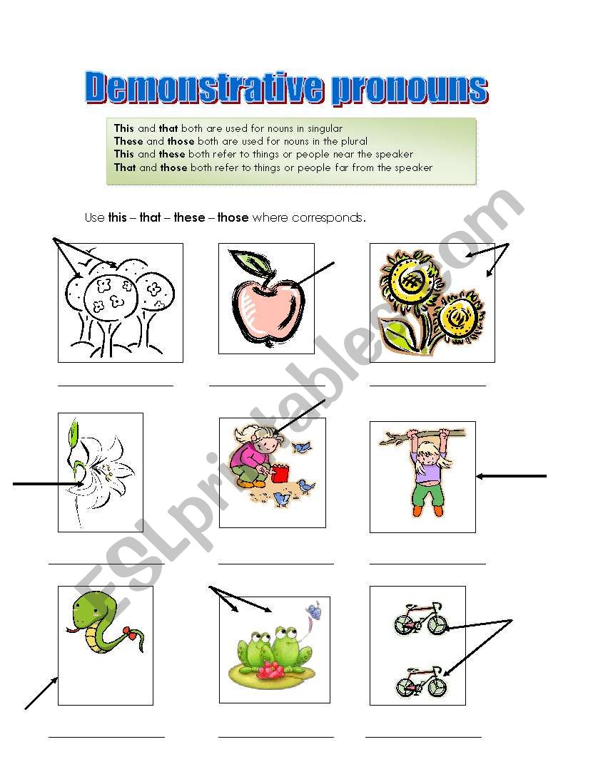 Demonstrativ Pronouns worksheet