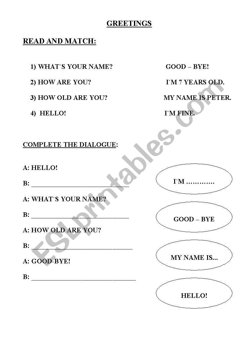 greetings worksheet