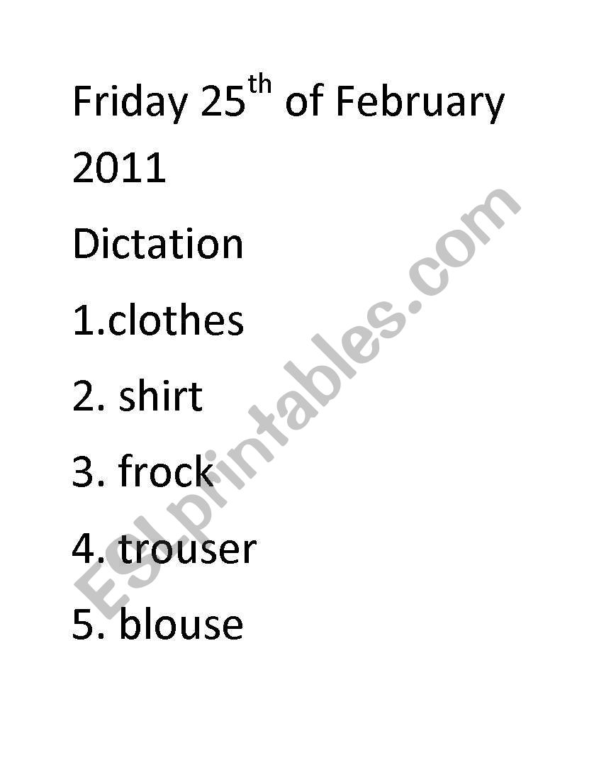 clothes worksheet