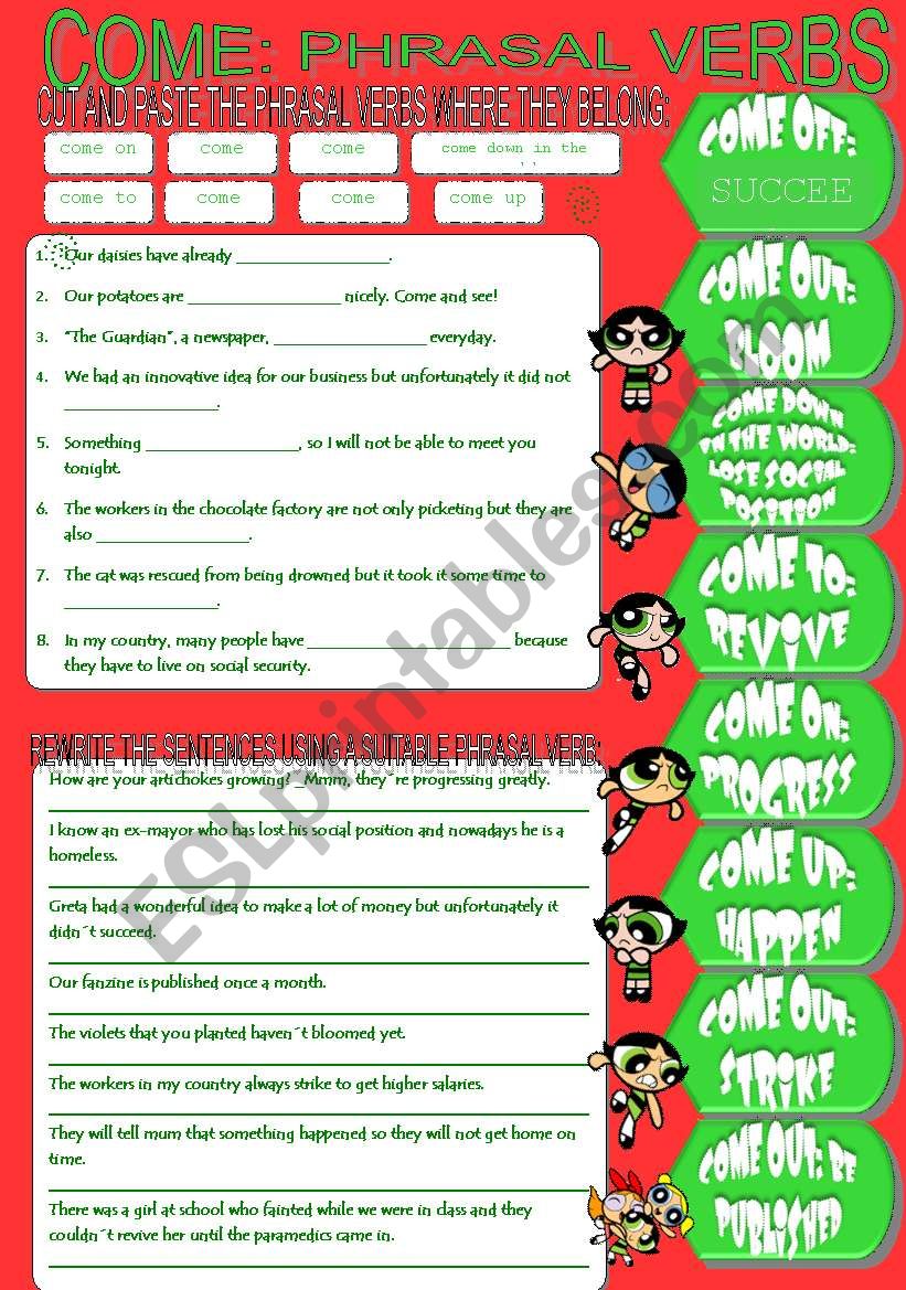 COME: PHRASAL VERBS worksheet